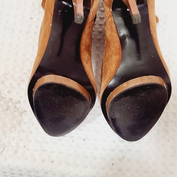 Carlari Caramel Almond Toe Platform Ankle Boot Heels Size 7 - Picture 12 of 12